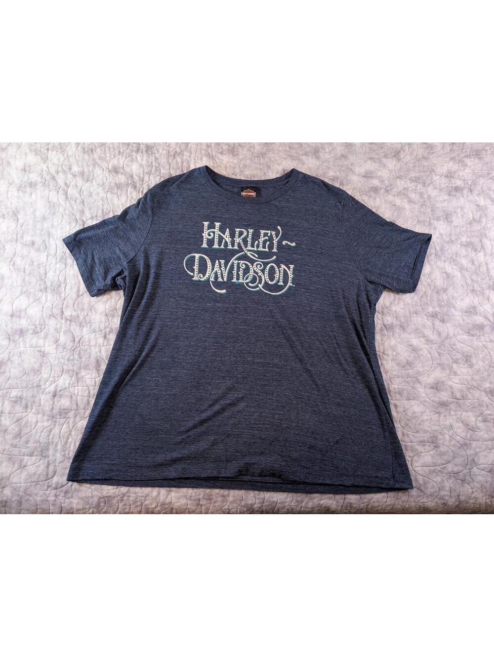 Harley-Davidson Womens Susquehanna Valley 2XL Rhinestone T-Shirt Blue USA Made